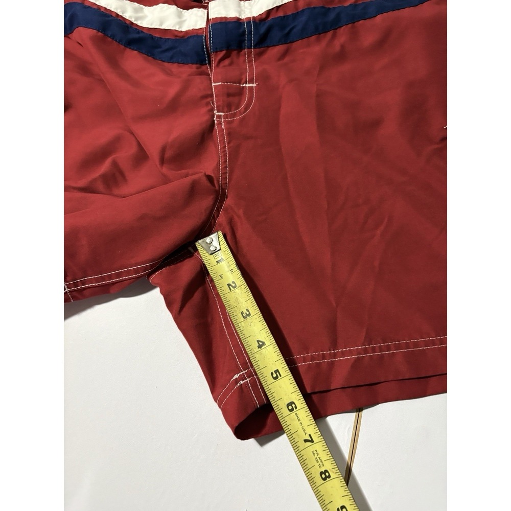 CHAPS Red White & Blue Stripe Mesh Lined Swim Trunks Mens Size XL Vtg Classic - Picture 10 of 13